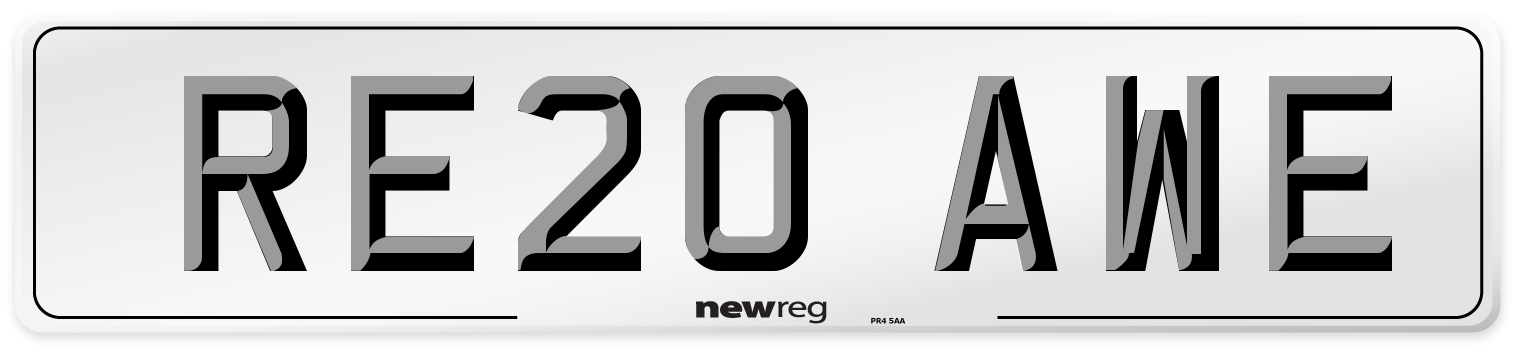 RE20 AWE Number Plate from New Reg
